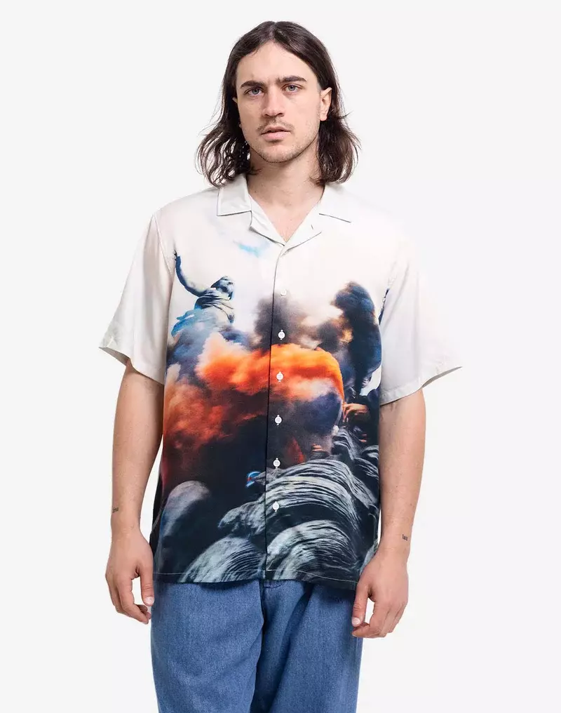 Olow Aloha Riot Off-White Shirt Kurzarm Hemd Herren creme